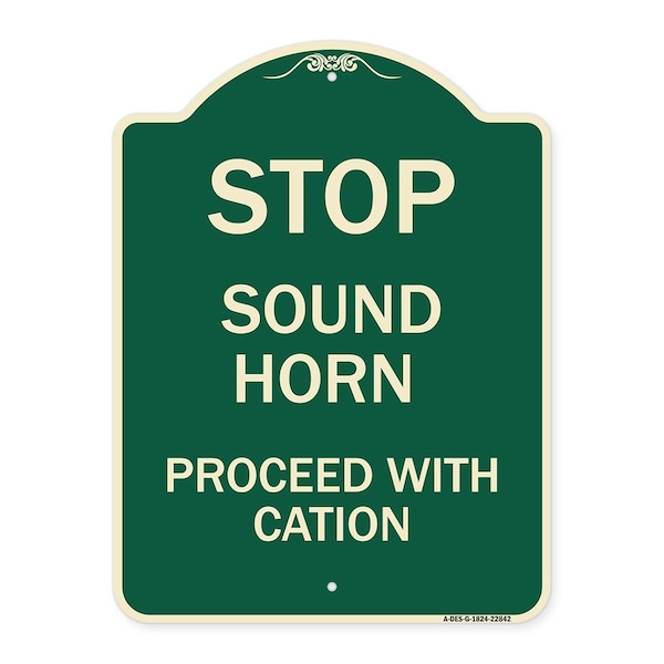 Stop Sound Horn Before Proceeding W/ Heavy-Gauge Aluminum Sign, 24" x 18", G-1824-22842